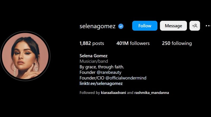 Selena Gomez 400 million followers on Instagram