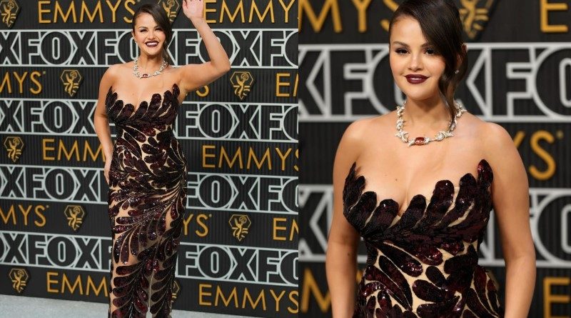 Selena Gomez Dazzles in Sequin Fern Dress at 2024 Emmy Awards