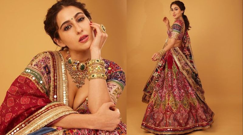 Sara Ali Khan Stuns in Vibrant Ikkat Lehenga at Ambani-Merchant Haldi Ceremony