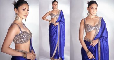 Rakul Preet Singh Stuns in Royal Blue Ensemble for Dhanteras 2024 Celebration