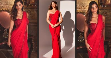 Suhana Khan Radiates Elegance in Red Saree A Fashion Statement That’s Breaking the Internet