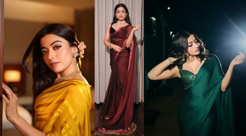 Rashmika Mandanna Shines in Vibrant Saree Looks for ‘Pushpa 2’ Promotions