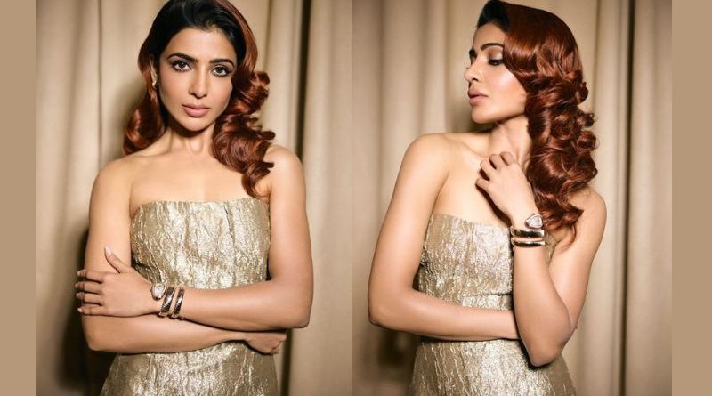 Samantha Ruth Prabhu Stuns in Metallic Gown at Citadel Promotional Event