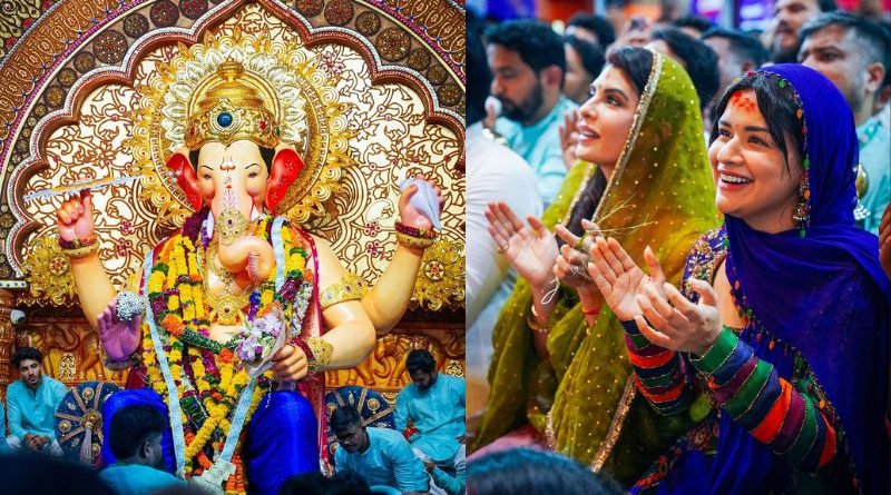 Ganesh Chaturthi 2025 Jacqueline Fernandez and Avneet Kaur Attains Aarti at Lalbaugcha Raja