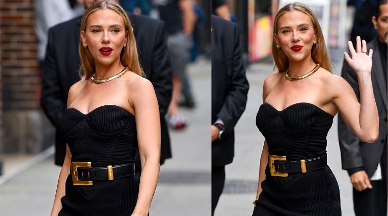 Scarlett Johansson Channels Old Hollywood Glamour in Stunning Balmain Look for The Late Show