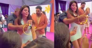 Jacqueline Fernandez's Bodyguard Grabs Her Wrist