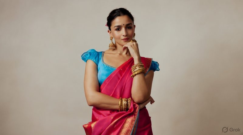 Alia Bhatt Brings Festive Glam to Mumbai’s North Bombay Durga Puja Pandal in a Bengali-Style Saree
